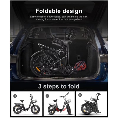 Hopfällbar El-Fatbike SAMEBIKE C05 Pro 250W